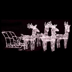 Reindeers & Sleigh Christmas Decoration 110.2"x11"x21.7...