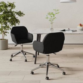 Swivel Dining Chairs 2 pcs Black Fabric