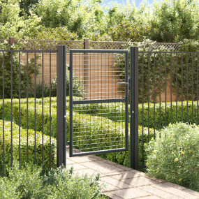 Mesh Garden Gate Galvanized Steel 39.4"x68.9" Gray