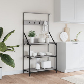 Baker's Rack with Hooks 4-Tier Gray Sonoma Engineered W...
