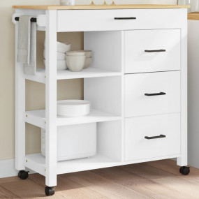 Kitchen Trolley MONZA 33.1"x15.7"x35.4" Solid Wood Pine