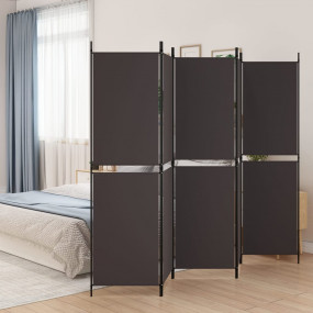 5-Panel Room Divider Brown 98.4"x70.9" Fabric