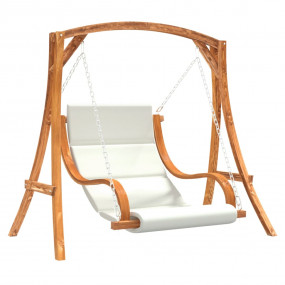 Swing Chair with Cushion Solid Wood Spruce with Teak Fi...