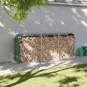 Log Holder Green 92.1"x17.7"x39.4" Galvanized Steel