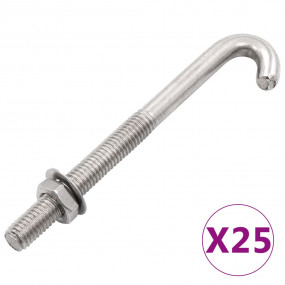 Anchored J-Bolt w/Nut and Washer M8x4.7" 25 Sets