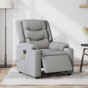Electric Massage Recliner Chair Light Gray Fabric