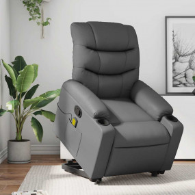 Stand up Massage Recliner Chair Gray Faux Leather