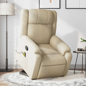 Stand up Massage Recliner Chair Cream Fabric