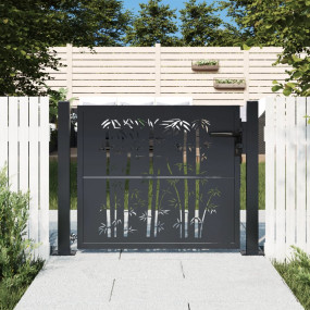 Garden Gate Anthracite 41.3"x31.5" Steel Bamboo Design