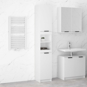 Bathroom Cabinet High Gloss White 12.6"x13.4"x74.2" Eng...