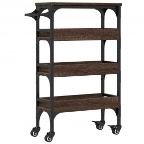 Kitchen Trolley Brown Oak 20.9"x7.9"x29.9" Engineered W...