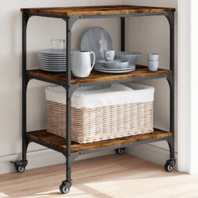 Kitchen Trolley Smoked Oak 23.6"x16.1"x29.9" Engineered...