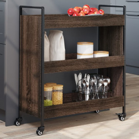 Kitchen Trolley Brown Oak 27.6"x11.8"x32.3" Engineered ...