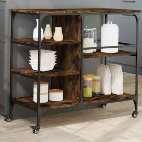 Kitchen Trolley Smoked Oak 39.4"x17.7"x35.2" Engineered...