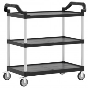 3-Tier Trolley Black 39"x19.7"x37.8" Aluminum