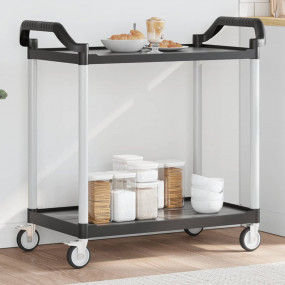 2-Tier Trolley Black 39"x19.7"x38.2" Aluminum