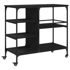Kitchen Trolley Black 39.4"x17.7"x35.2" Engineered Wood
