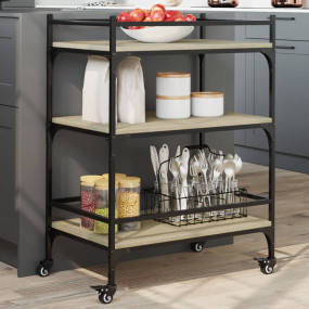 Kitchen Trolley Sonoma Oak 25.6"x15.7"x34.1" Engineered...