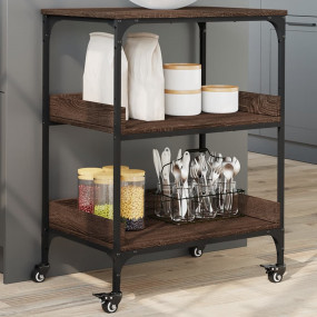 Kitchen Trolley Brown Oak 23.6"x16.1"x31.7" Engineered ...