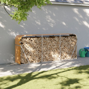 Log Holder Light Brown 92.1"x17.7"x39.4" Galvanized Ste...