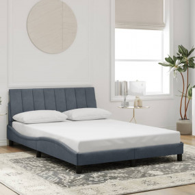 Bed Frame without Mattress Dark Gray 53.9"x74.8" Velvet