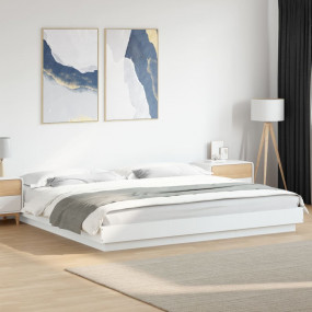 Bed Frame with LED Lights without Mattress White 70.9"x...