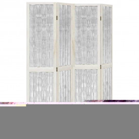 Room Divider 4 Panels White Solid Wood Paulownia