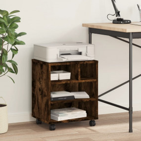 Printer Stand with Wheels Smoked Oak 16.1"x12.6"x18.9"