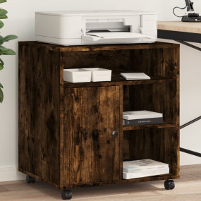 Printer Stand with Wheels Smoked Oak 23.6"x19.7"x26.4"