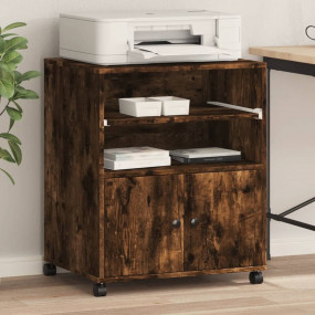 Printer Stand with Wheels Smoked Oak 23.6"x18.9"x29.1"