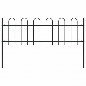Garden Fence with Hoop Top Steel 5.9' Black