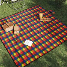 Picnic Blanket Foldable Multicolor Plaid 78.7"x78.7" Ve...