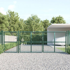 Mesh Garden Gate Green 157.5"x49.2" Galvanized Steel