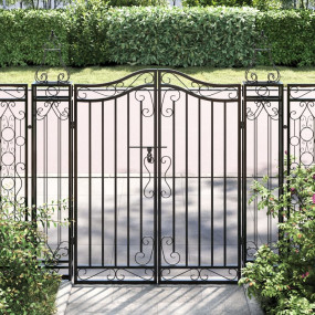 Garden Gate Black 47.6"x3.1"x47.2" Wrought Iron