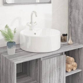 Wash Basin White 15.7"x5.7" Ceramic Round