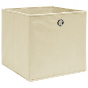 Storage Boxes 10 pcs Cream 12.6"x12.6"x12.6" Fabric