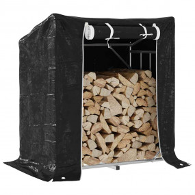 vidaxL Firewood Rack with Rain Cover 39.8"x24"x43.5" Ga...