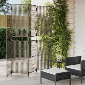 Room Divider 4 Panels Gray Poly Rattan