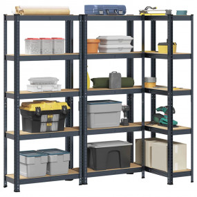 5-Layer Storage Shelves 3 pcs Anthracite Steel&Engineer...