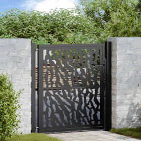 Patio Gate Black 41.3x41.7" Steel Trace  Design
