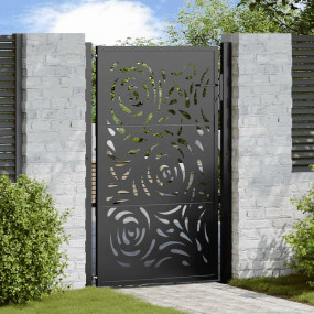 Patio Gate Black 41.3x61.0" Steel Flame  Design