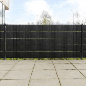 Balcony Screens 10 pcs Black 100.4x7.5" Poly Rattan