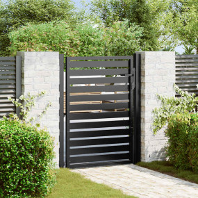 Patio Gate Lockable Black 39.4x47.2" Aluminium