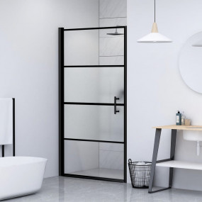 Shower Door 31.9"x76.8" Half Frosted Tempered Glass Bla...