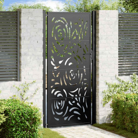 Patio Gate Black 41.3x80.7" Steel Flame  Design