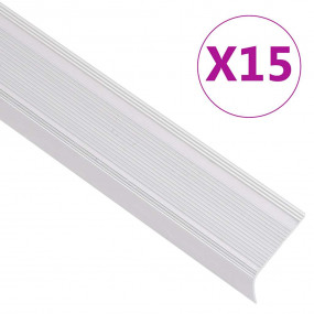 Stair Nosings in L-shape 15 pcs Aluminum 35.4 " Silver