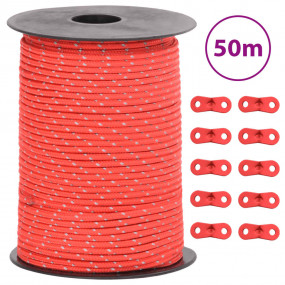 Tent Guy Rope with Reflective Strips and Spanners 164.0...