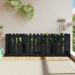 Patio Raised Bed with Fence Design Black 200x50 x 27.6 ...