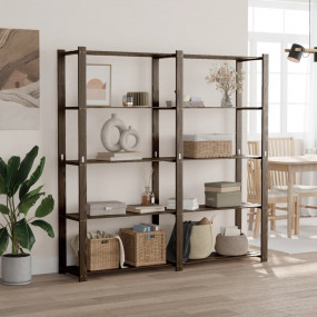5-Tier Storage Rack Black 66.9x15.0x66.9" Solid Wood Pi...