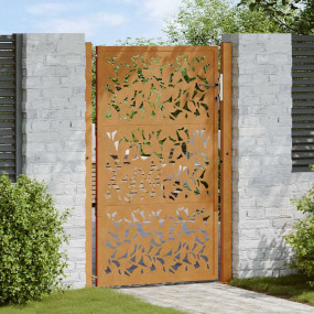 Patio Gate 41.3x61.0" Weathering Steel Leaf Design